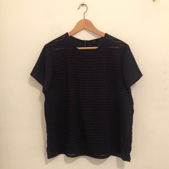COS Top with Punch-out Pattern, Navy Medium - Picture 3 of 10